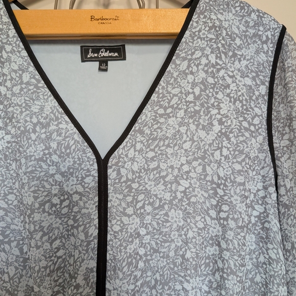 Anthropologie Sam Edelman Blue Gray floral Long Sleeve Dress Size 12 Chic Cute - Picture 6 of 11